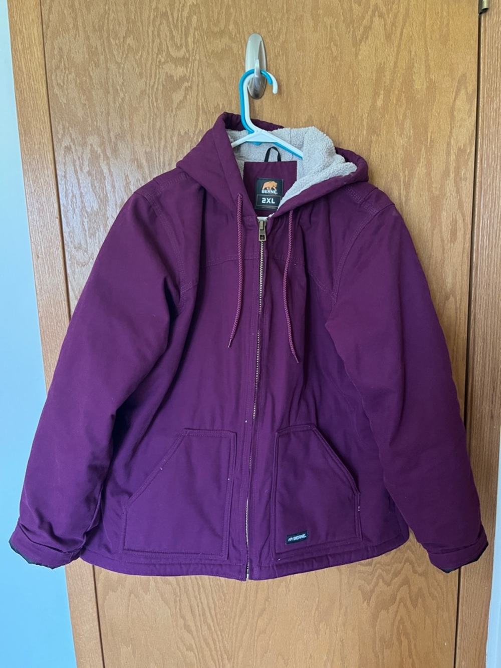 2XL Berne Women's Utility Jacket in Plum with Sherpa Lining